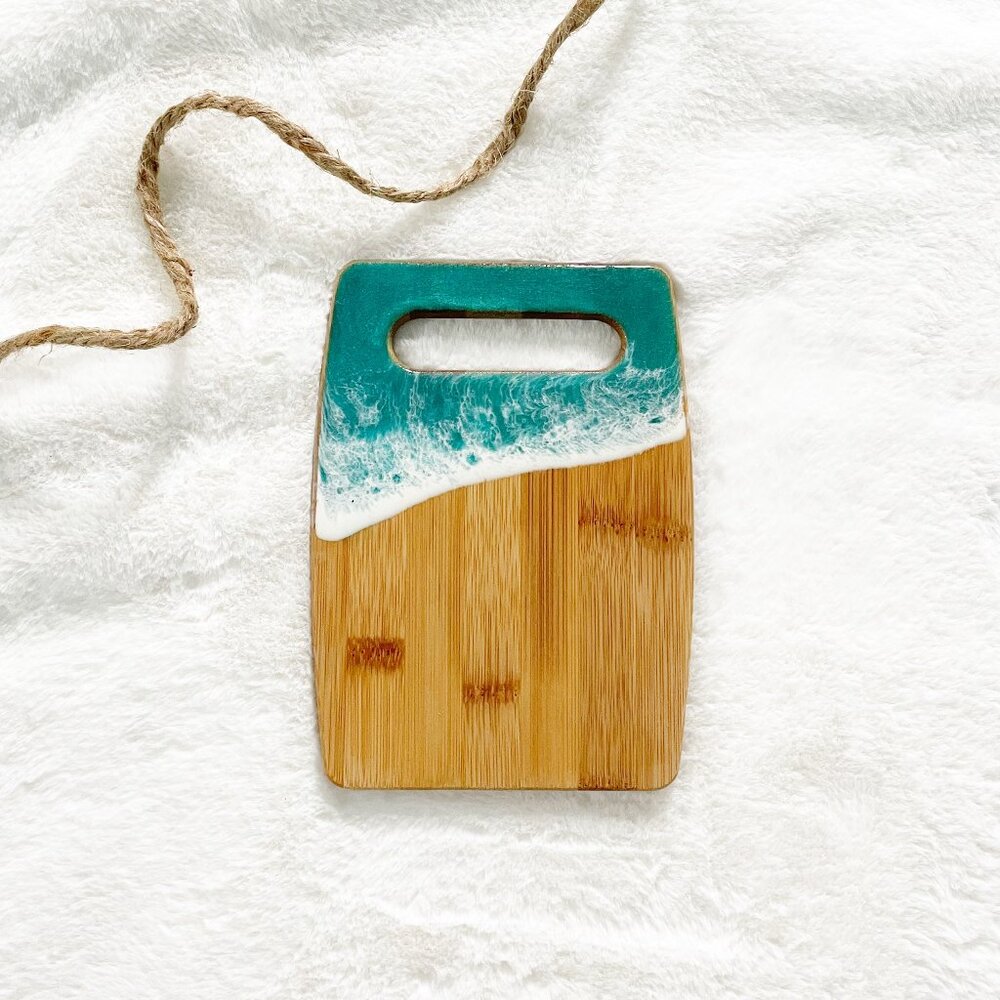 Coastal Ocean Wave Resin Art Small Bamboo Board